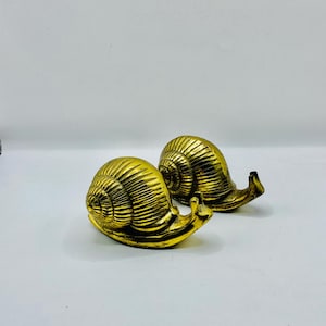 Vintage Brass Snail Figurines: Mid-Century Office Decor (Set of 2)