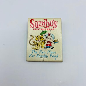Caja de cerillas de Sambo / Objeto coleccionable de restaurante vintage / Caja de cerillas de restaurante retro / Caja de cerillas efímera / Publicidad de los años 70