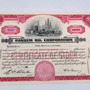 Antique Pandem Oil Company Stock Certificate - 1931