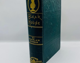 May include: A green hardcover book with gold lettering titled "Bleak House" by Charles Dickens. The book is part of the Carleton's Edition series.