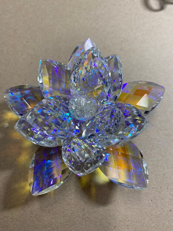 Large Crystal Lotus Flower made in Italy Etsy