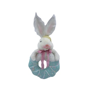 Hanging Easter Bunny Blue Donut Ornament 21.5&quot;