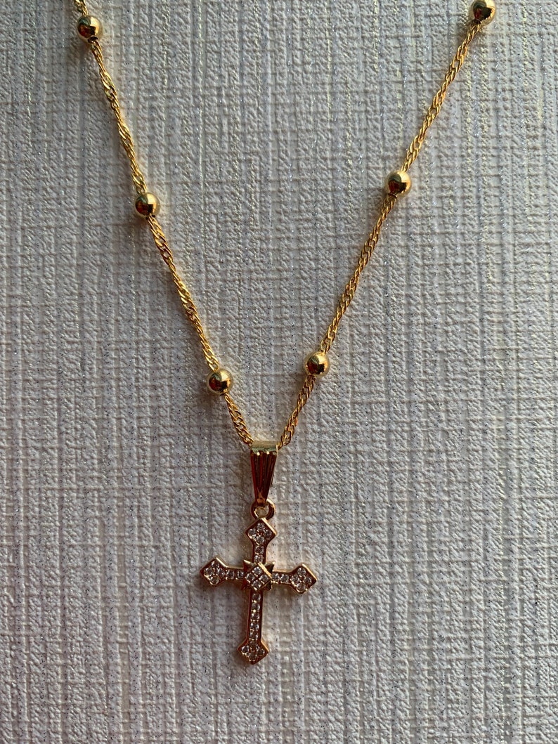 Gold Plated Cross Rosemary Necklace Etsy