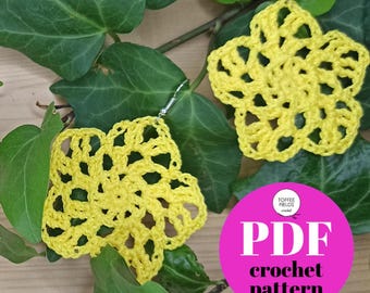 Crochet Flower Earrings Pattern – Easy PDF Jewelry Tutorial for Beginners US ES