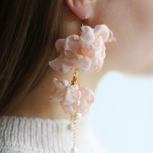 Khaki Floral Handmade Dangle Earrings Best Birthday Gifts Ideas Chiffon Floral Easter Gifts