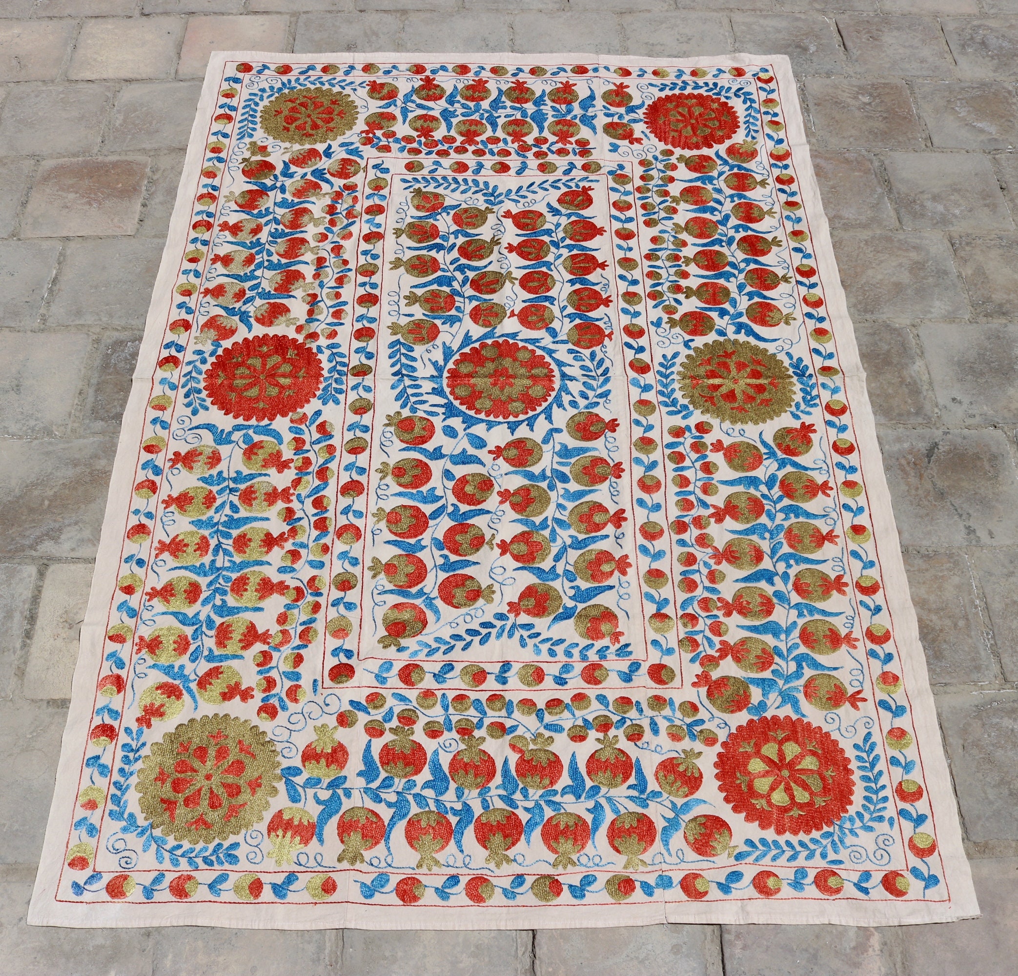 Suzani Bukhara Uzbek Handmade Embroidery Pomegranate Etsy