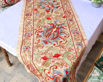 Runner De Table Ou Suspension Murale Perlé Fait Main - Coton 100%, 40x60 Pouces, Patchwork Multicolore, Inde