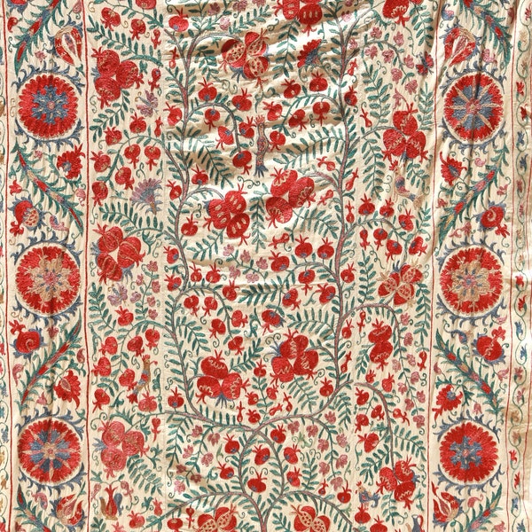 Suzani Uzbek handmade embroidery,Suzani Fabric Suzani Wall Hanging,  Bedspread, Bedcover, Wall hanging Decorative fabric, Suzani tablecloth.