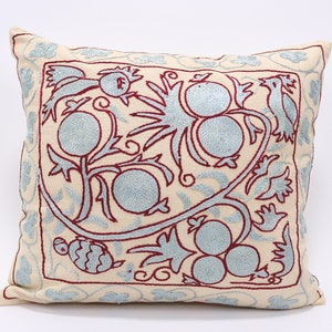 Suzani Pillow Uzbek Embroidery, Suzani Throw Pillow, Suzani Cushion Cover, Suzani Pillow Cover, Hand Embroidery Decorative Pillow-Pillowcase