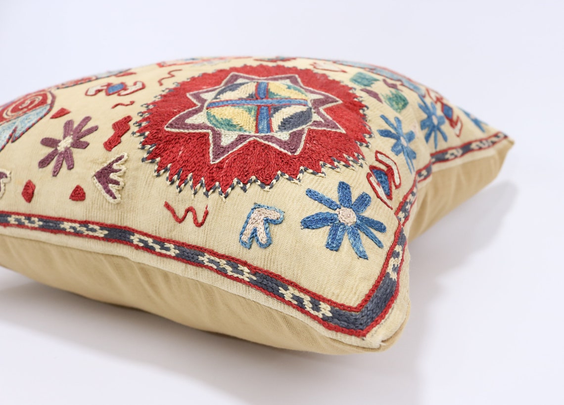 Suzani Pillow Uzbek Embroiderysuzani 16 X 16 Throw Pillow Etsy