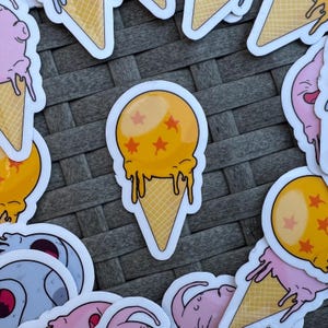 Ice Cream-stickers met Dragon Ball Z-thema: laptopsticker, tabletsticker, gamesticker, telefoonsticker, DBZ, Daima, Saiyan, Goku, Majin Buu