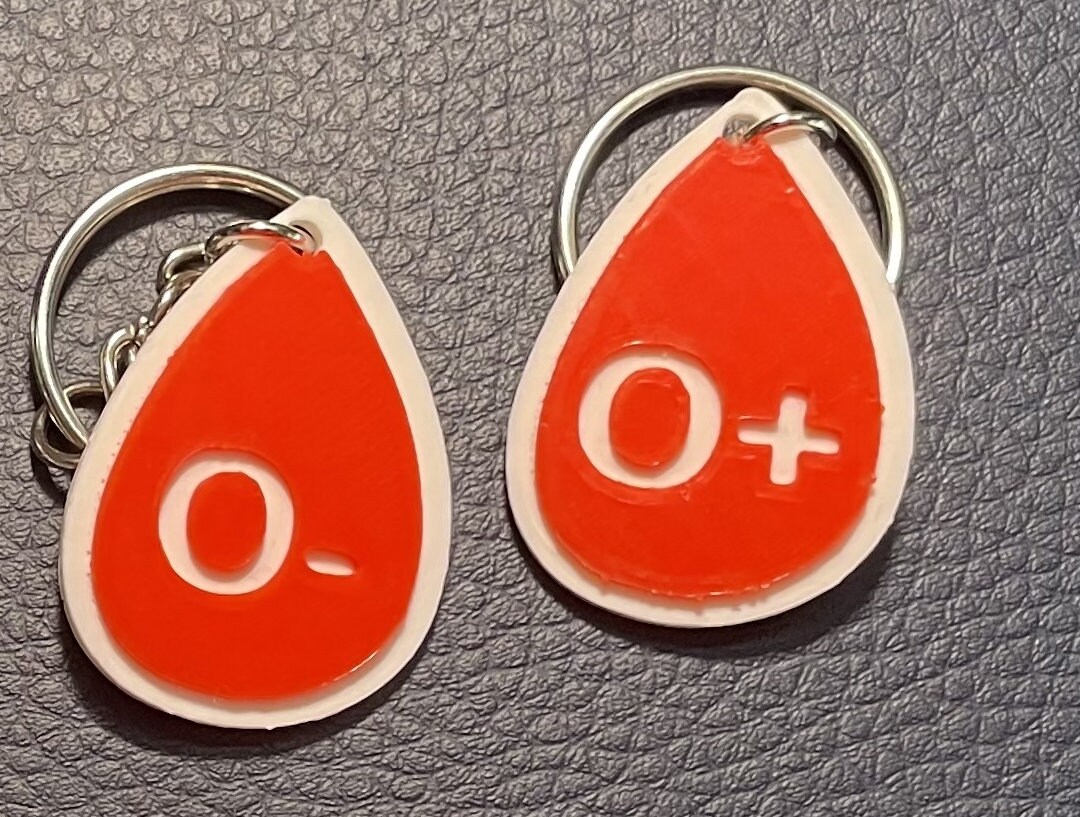 Blood Type / Blood Group Indicator Keyring Keychain - Blood Drop Shaped ...