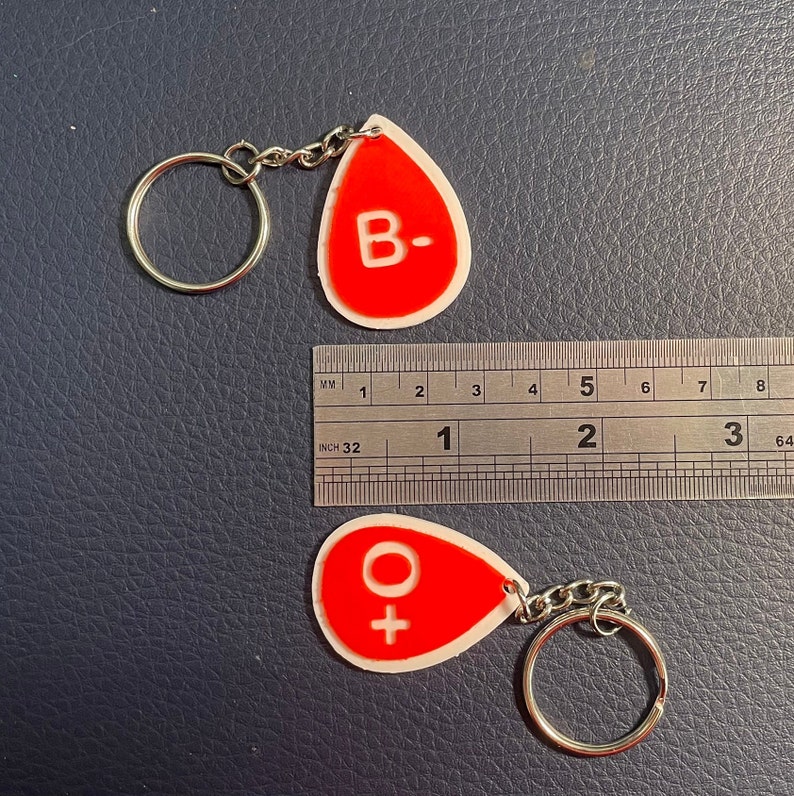Blood Type / Blood Group Indicator Keyring Keychain - Blood Drop Shaped ...