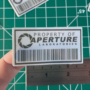 Property of Aperture Laboratories sticker, label, product barcode - Aperture Labs, Aperture Science, Portal sticker, funny sticker