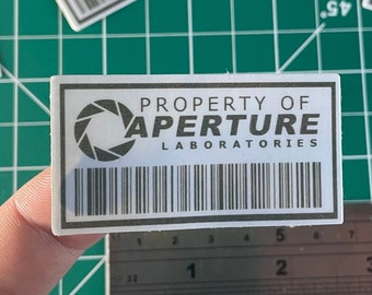 Property of Aperture Laboratories sticker, label, product barcode - Aperture Labs, Aperture Science, Portal sticker, funny sticker