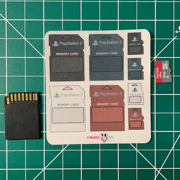 Playstation 2 Memory Card SD Card Sticker Sheet - Turn Your SD Cards into retro playstation memory cards, PS2, memory stick