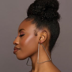 Medium Triangle Statement Hoop Earrings image 1