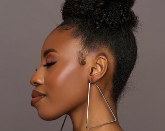 Medium Triangle Statement Hoop Earrings