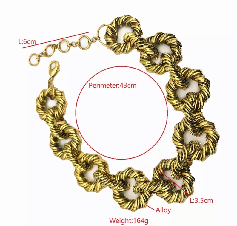 Elegant Gold Plated Interlocking Metal Choker And Bracelet Jewellery Set image 6