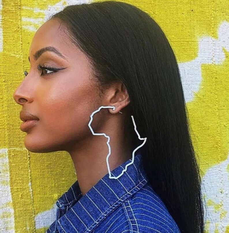 7cm Medium Africa Map Shape Hoop Earrings Etsy