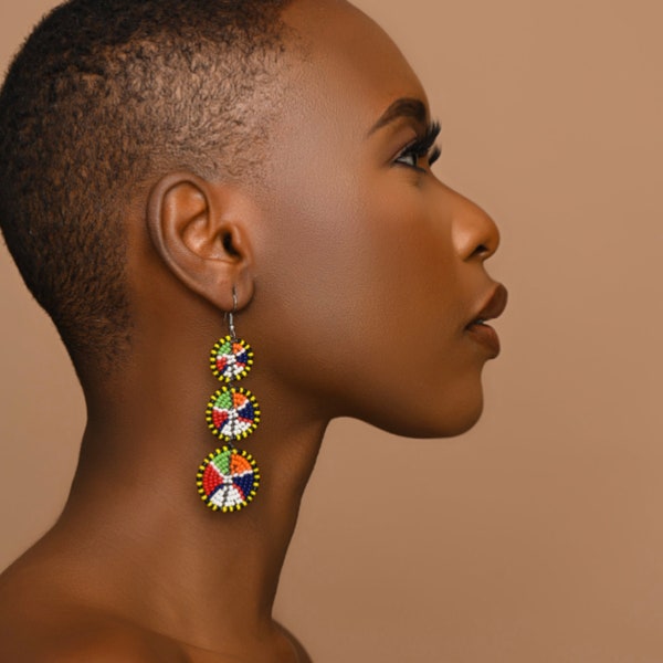 Multicolour Beaded Authentic African Ethnic Earrings