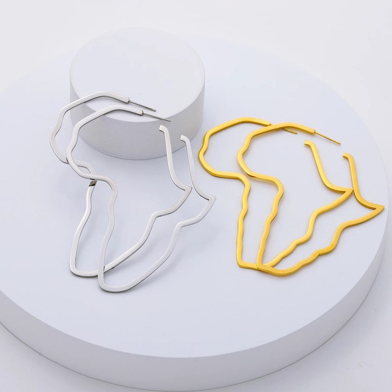 7cm Medium Africa Map Shape Hoop Earrings Etsy UK