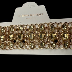 Elegant Sparkling Chunky Rhinestones Choker Necklaces Gold