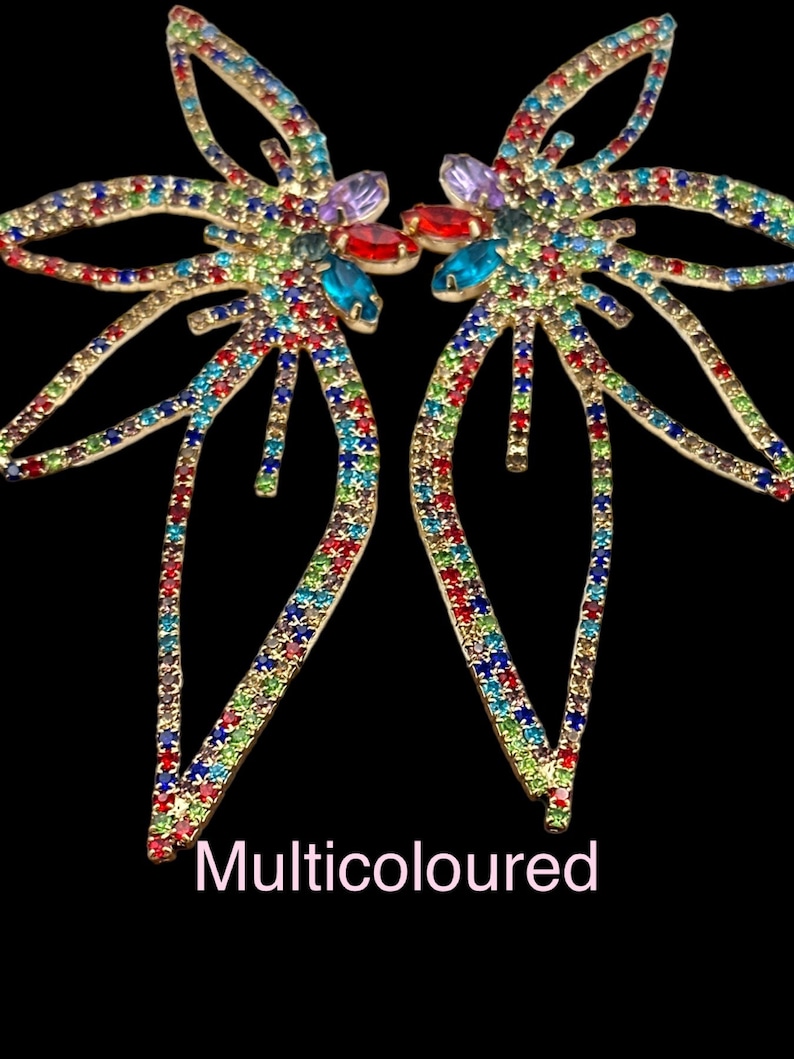Luxury Crystal Rhinestones Flower Shape Designed Statement Stud Earrings image 7