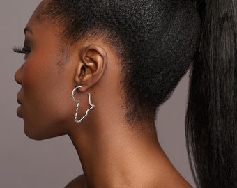 4cm Small Africa Map Shaped Hoop Earrings