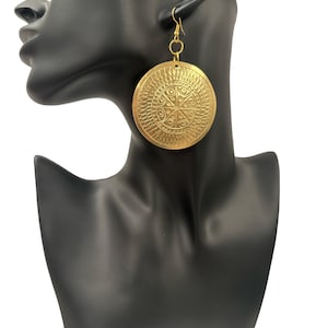 Authentic African Engraved Brass Dangle Earrings