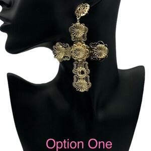 Large Statement Luxury Cross Dangle Stud Earrings image 8