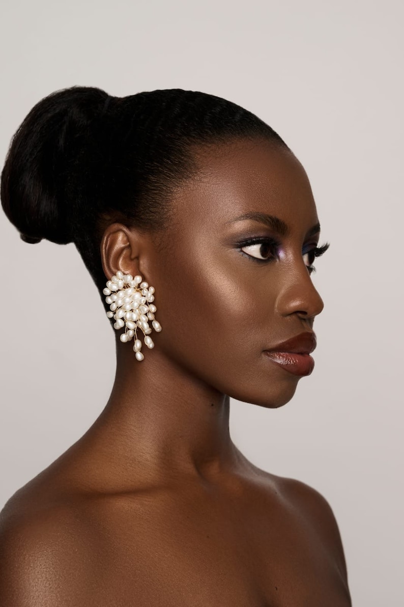 Elegant Faux Pearl Stud Earrings image 2