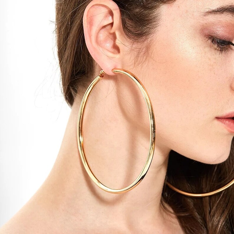 Extra large Lightweight Chunky Thick Statement Hoop Earrings Etsy