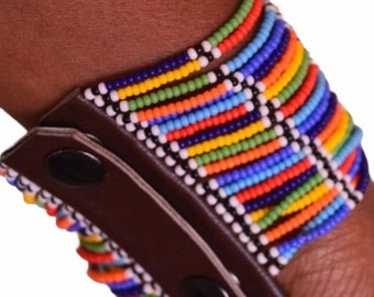 African Inspired  Masai Beaded Cuff Bracelets