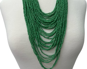 Authentic African Multi Strand Green Beaded Necklaces