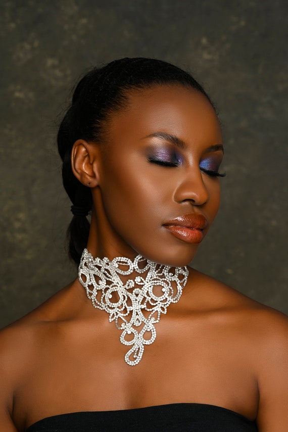 IngeSight.Z Sparkling Full Crystal Rhinestone Collar Choker Necklace for  Women Luxury Wedding Bridal Thin Necklace Party Jewelry - AliExpress