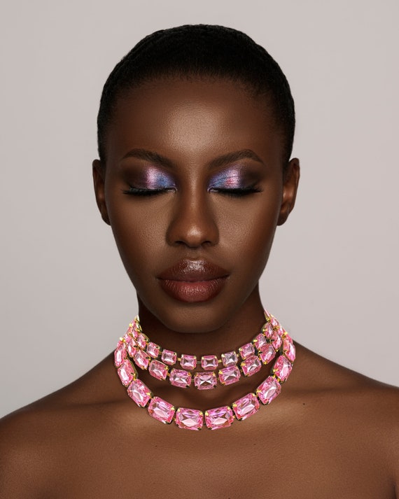 Rhinestone sparkle choker 4 row crystal gem party collar diamante necklace  | eBay
