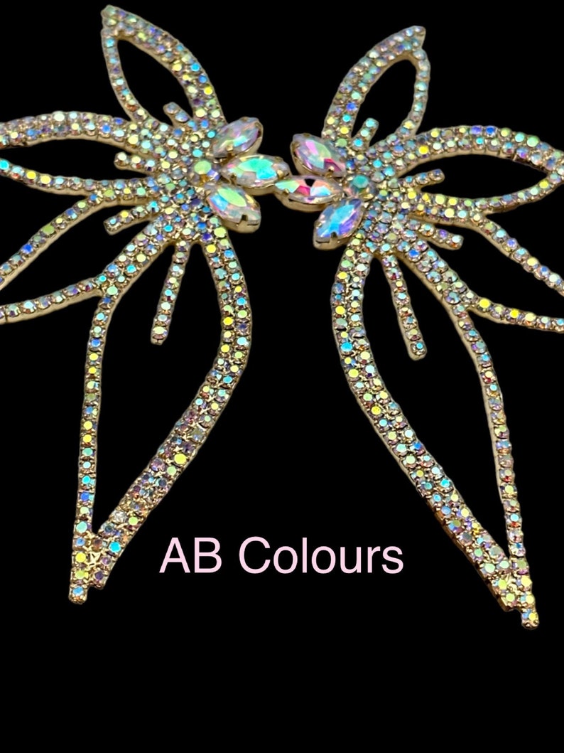 Luxury Crystal Rhinestones Flower Shape Designed Statement Stud Earrings image 3