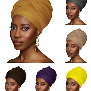 Long Stretch Soft Jersey Knit Fabric Turbans Head Wraps