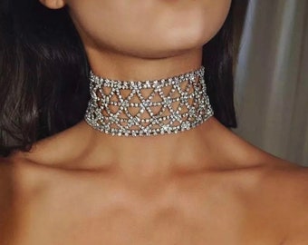 Gorgeous Sparkling Crystal Rhinestones Statement Choker - Etsy