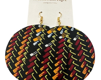 Lightweight African Printed Ankara Fabric Round Dangle Earrings