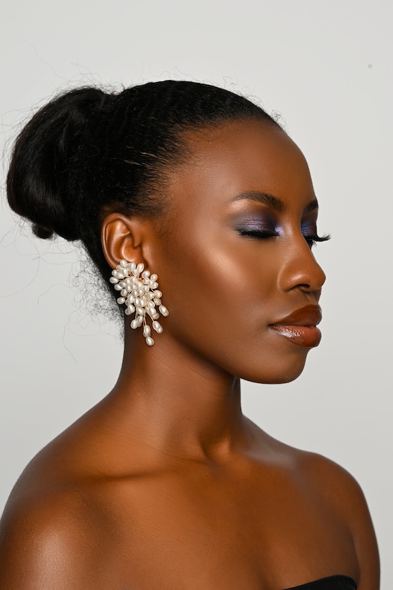 Faux pearl stud earrings hot sale