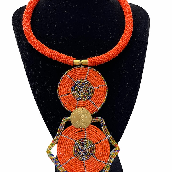 Authentische afrikanische ethnische Tribal Perlen Disc Anhänger Halskette Modeschmuck