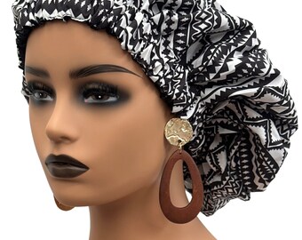 Double Layered Ankara Pattern Satin Silk Revisable Bonnet Cap