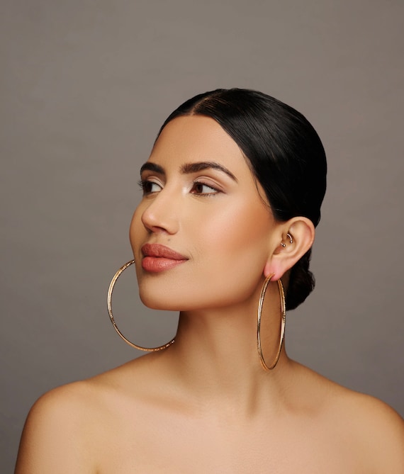 9CM Round Doubled Hoops Statement Hoop Earrings Etsy