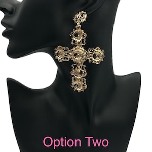 Large Statement Luxury Cross Dangle Stud Earrings image 9