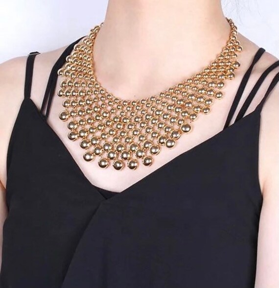 Collar Beaded Bib Statement Choker 