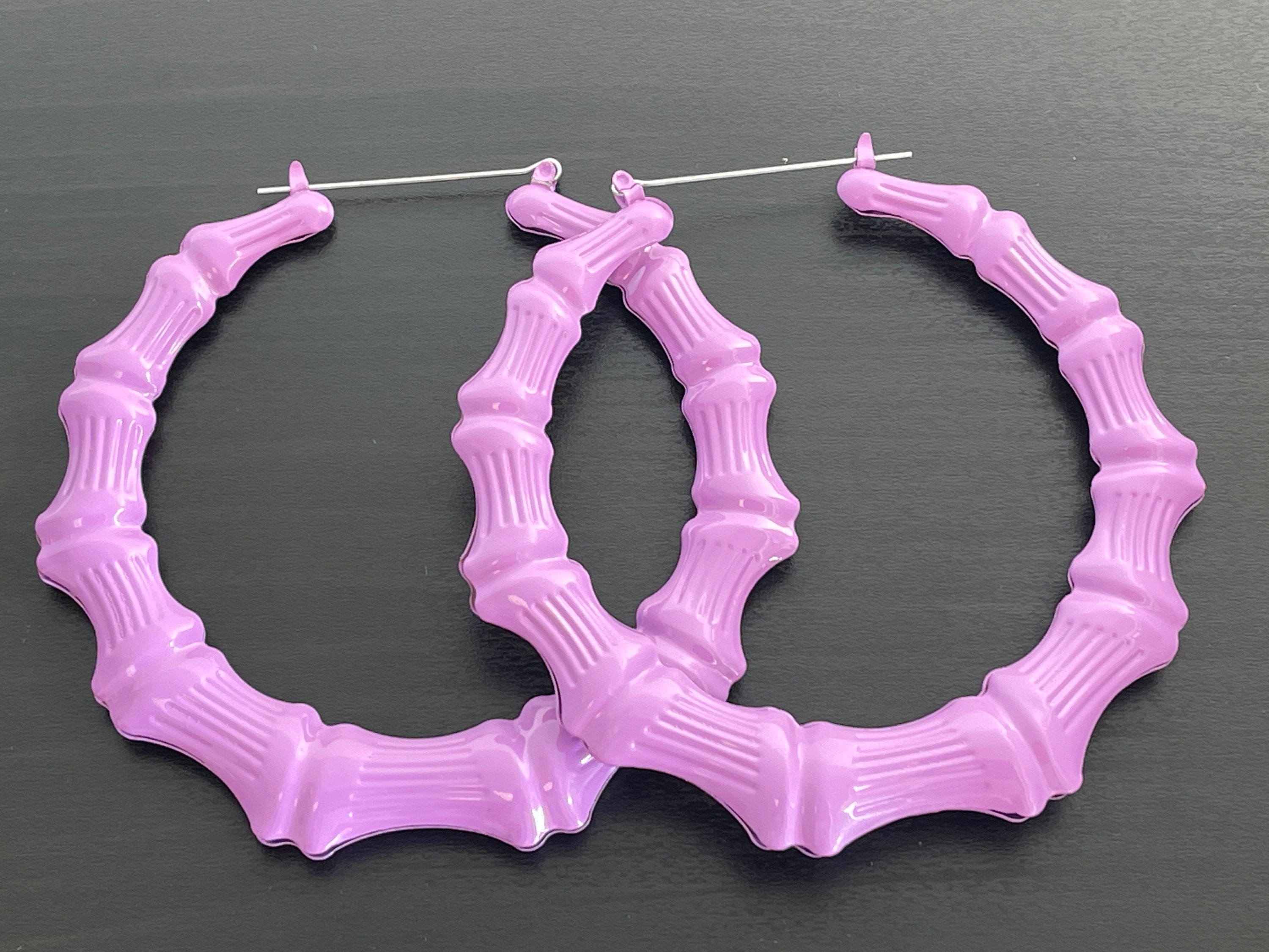 Pink bamboo hotsell earrings
