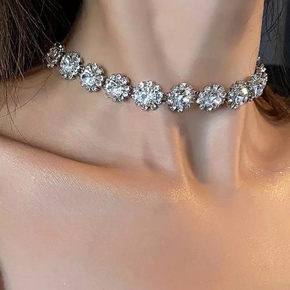 Elegantes collares de gargantilla de cristal diamantes de - Etsy