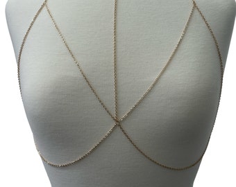 Metall-Bralette-Statement-Körperkettenschmuck